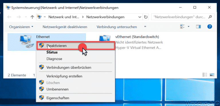 Netzwerk Adapter unter Windows deaktivieren