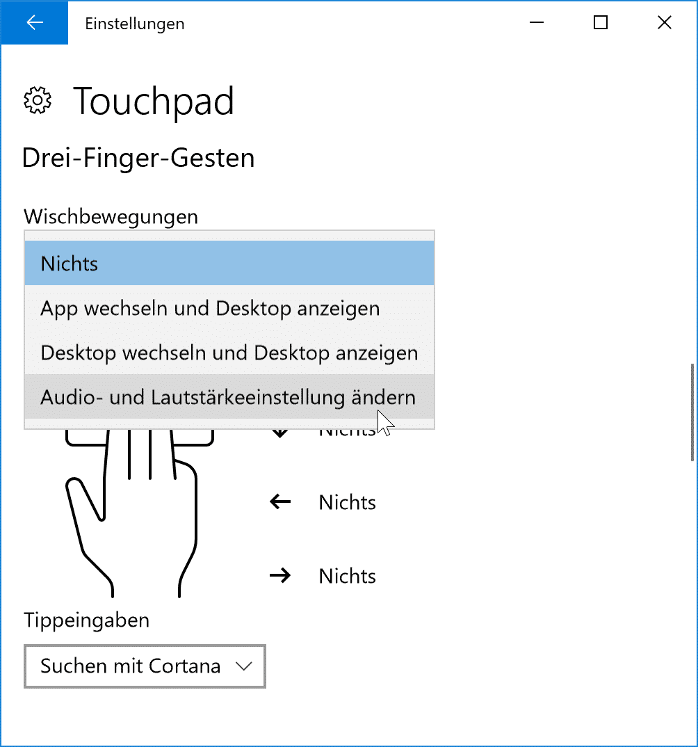 Windows 10 Wischbewegungen