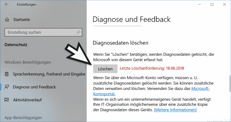 Diagnosedaten löschen bei Windows 10