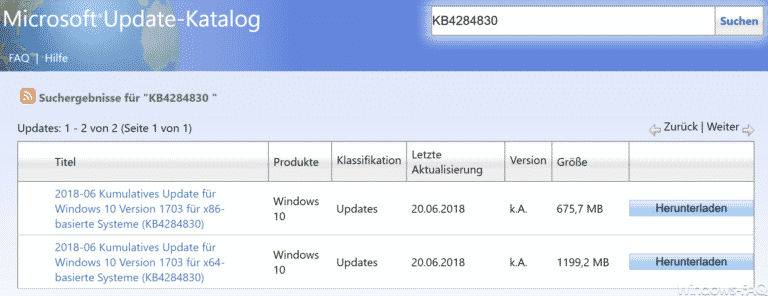 KB4284822 für Windows 10 Version 1709 und KB4284830 für Version 1703 erschienen