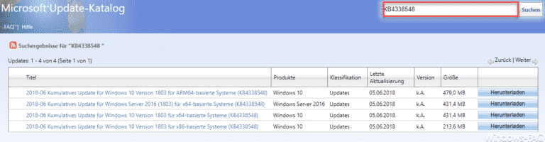 Update KB4338548 für Windows 10 1803 erschienen Build 17134.83