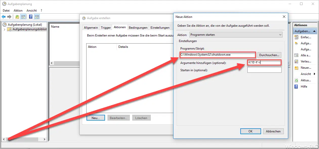 Automatischen Windows Systemneustart per Aufgabenplanung einrichten