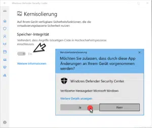 Windows Kernisolierung bzw. Speicher-Integrität aktivieren