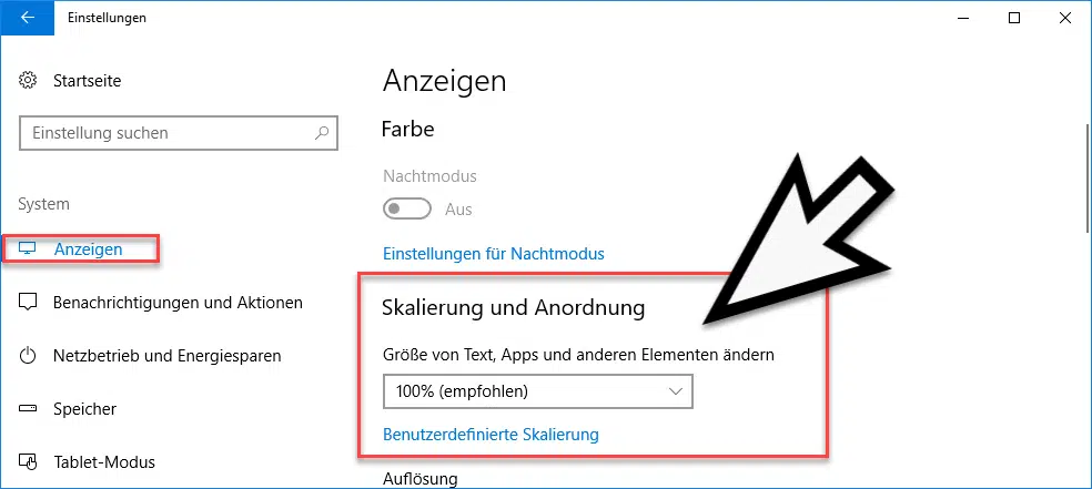 Bildschirmanzeige bei Windows 10 skalieren – Schriftgröße verändern