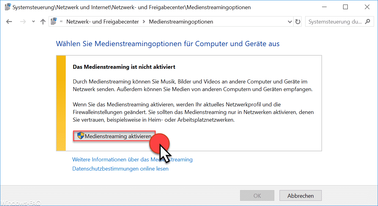DLNA Server unter Windows 10 einrichten