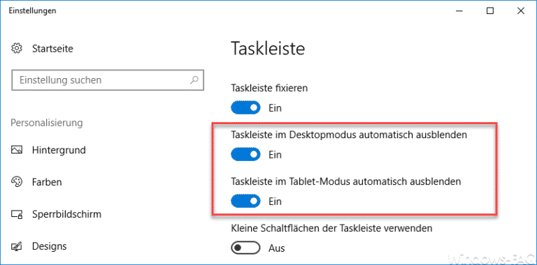Windows Taskleiste ausblenden bzw. einblenden