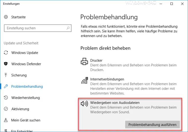 Audioprobleme beseitigen und Audiotreiber neu starten unter Windows 10