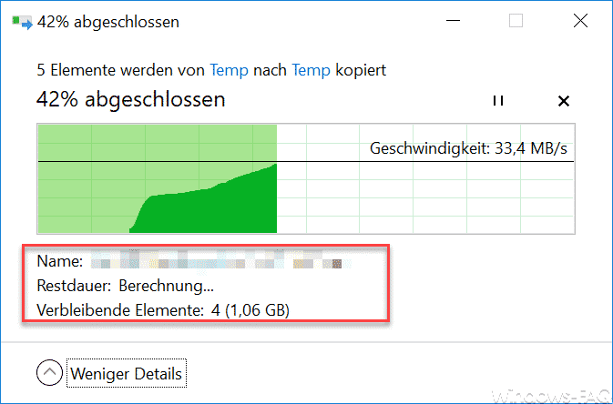 Immer mehr Details beim Windows Kopiervorgang anzeigen