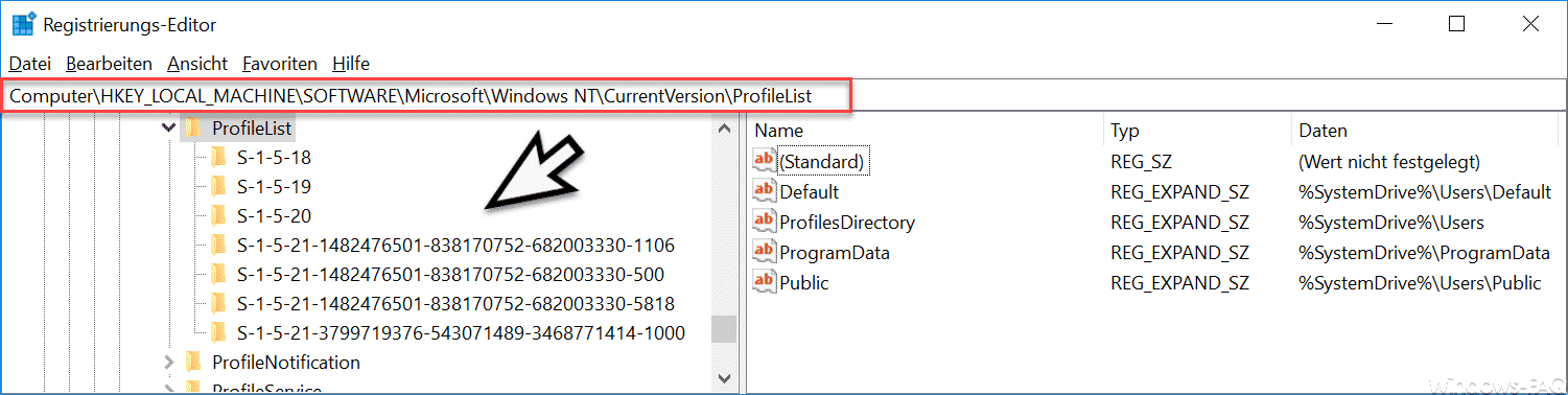 Windows User SID (Sicherheitskennungen) von allen Usern auslesen