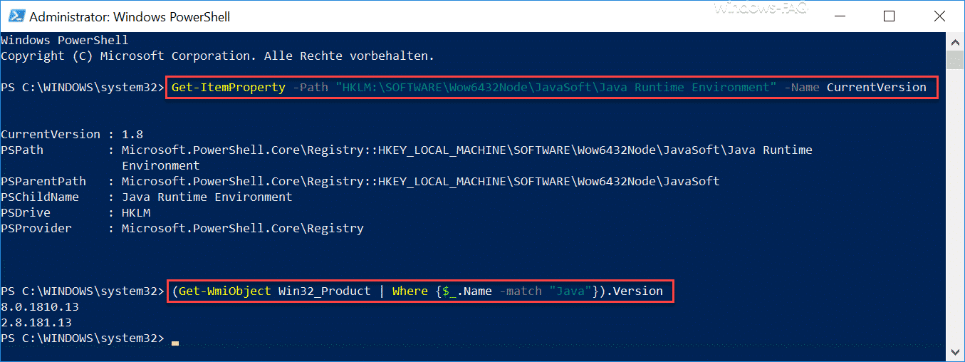 Java Version PowerShell