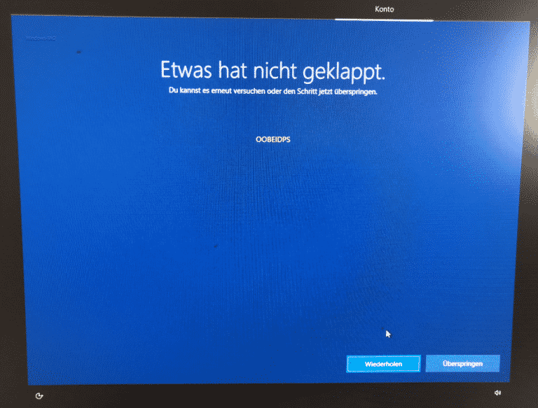 OOBEIDPS Windows Start Fehlermeldung
