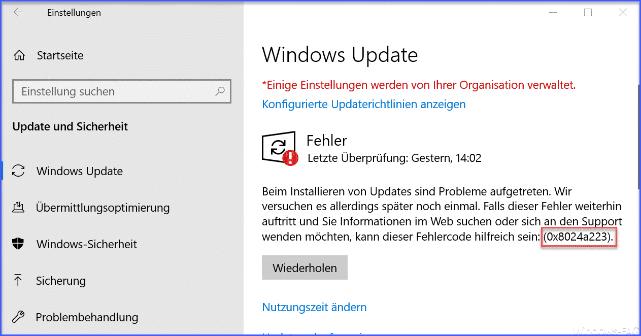 0x8024a223 Fehlercode beim Windows Update