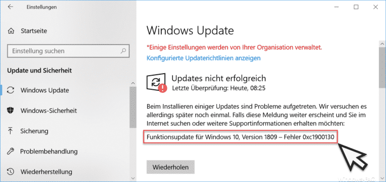 Fehlercode 0xc1900130 beim Windows Update