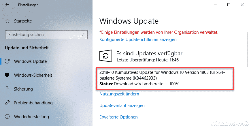 Download Update KB4462933 für Windows 10 Version 1803 Build 17134.376