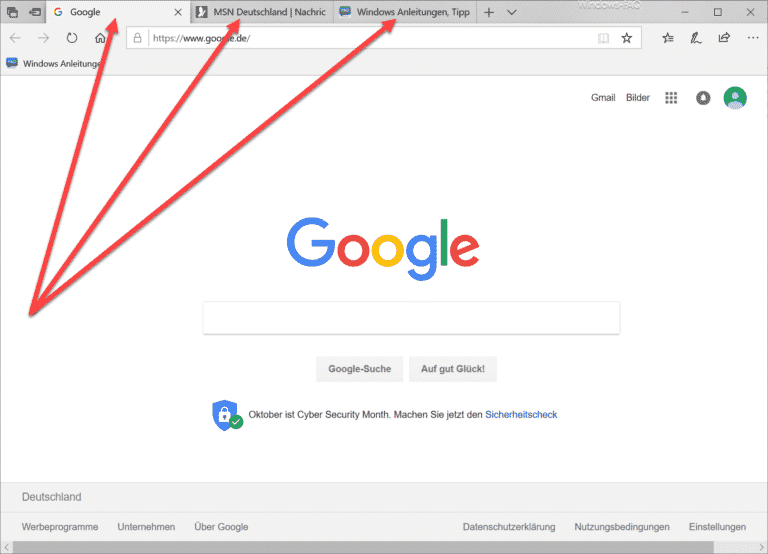 Beim Start vom Edge Browser mehrere Webseiten automatisch laden