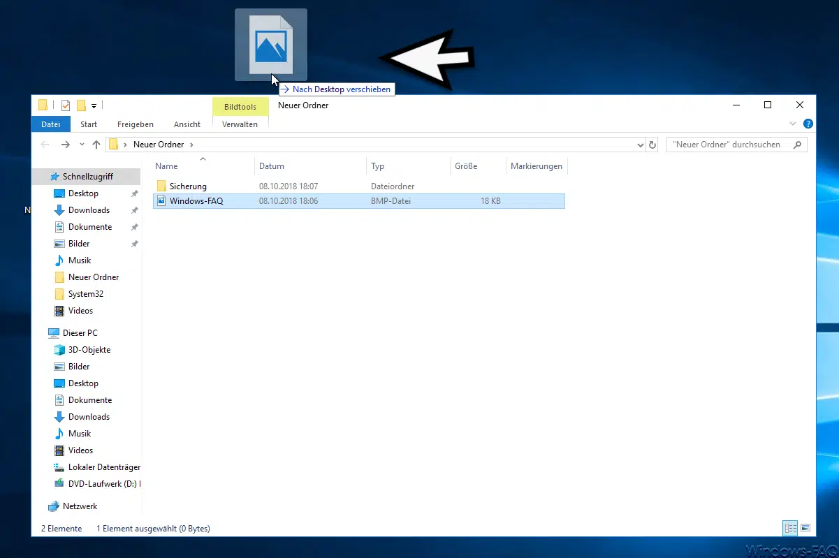 Verschieben auf den Desktop