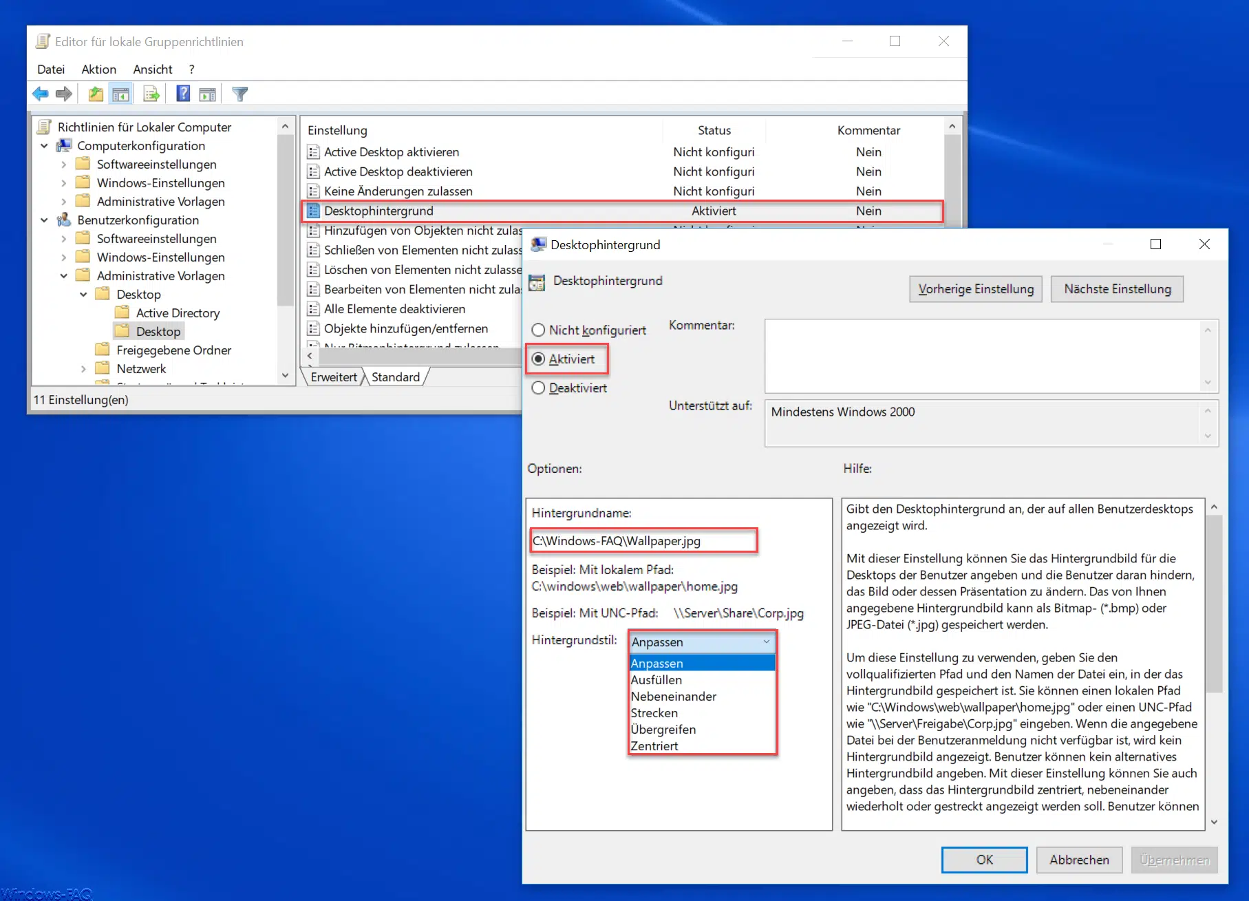 Windows Desktophintergrund