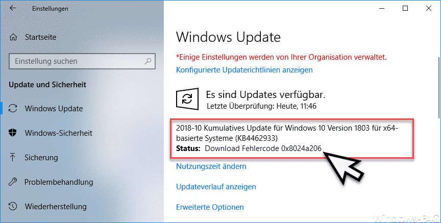 Windows Update Fehlercode 0x8024a206