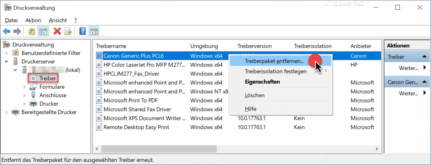 Druckertreiber deinstallieren bei Windows 10
