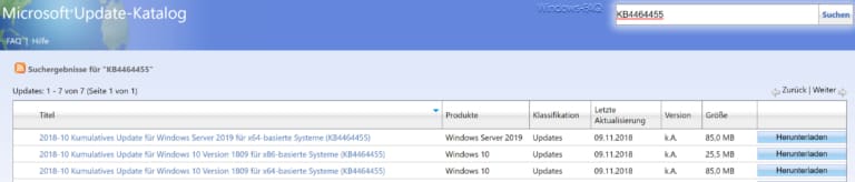 Download Update KB4464455 für Windows 10 Version 1809 Build 17763.107