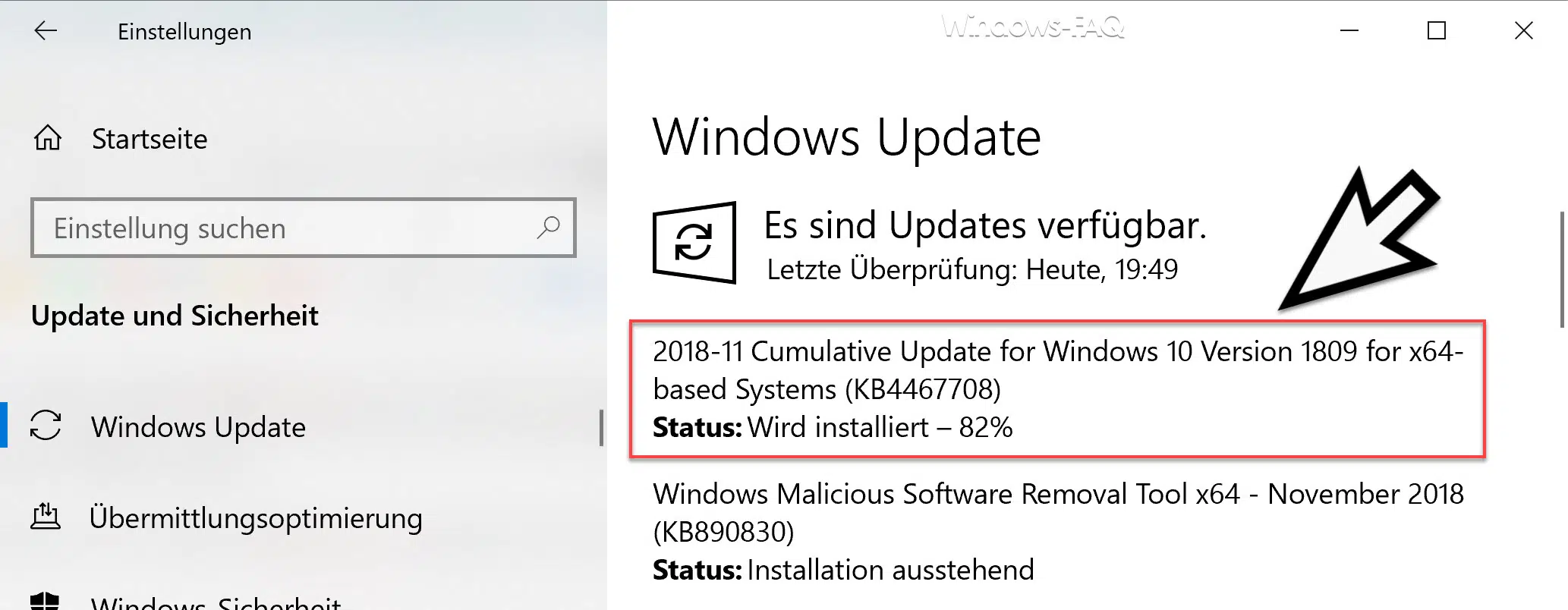 Download Update KB4467708 für Windows 10 Version 1809 Build 17763.134