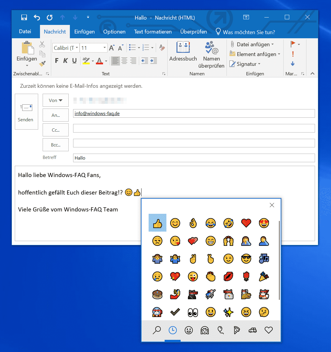 Emojis im Outlook