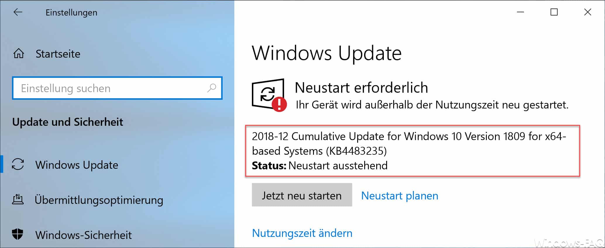 Download Update KB4483235 für Windows 10 Version 1809 Build 17763.195