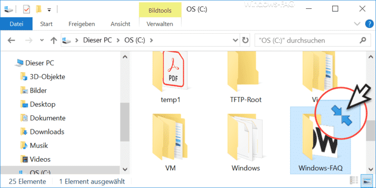 Blauen Doppelpfeil entfernen im Windows Explorer
