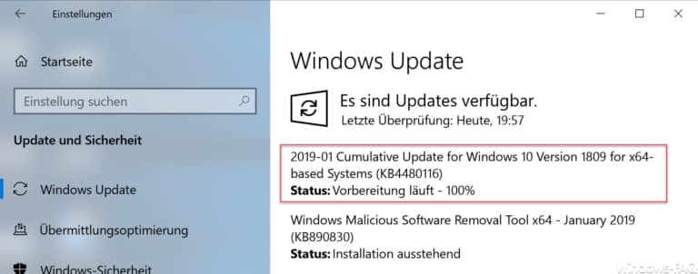 Download Update KB4480116 für Windows 10 Version 1809 Build 17763.253