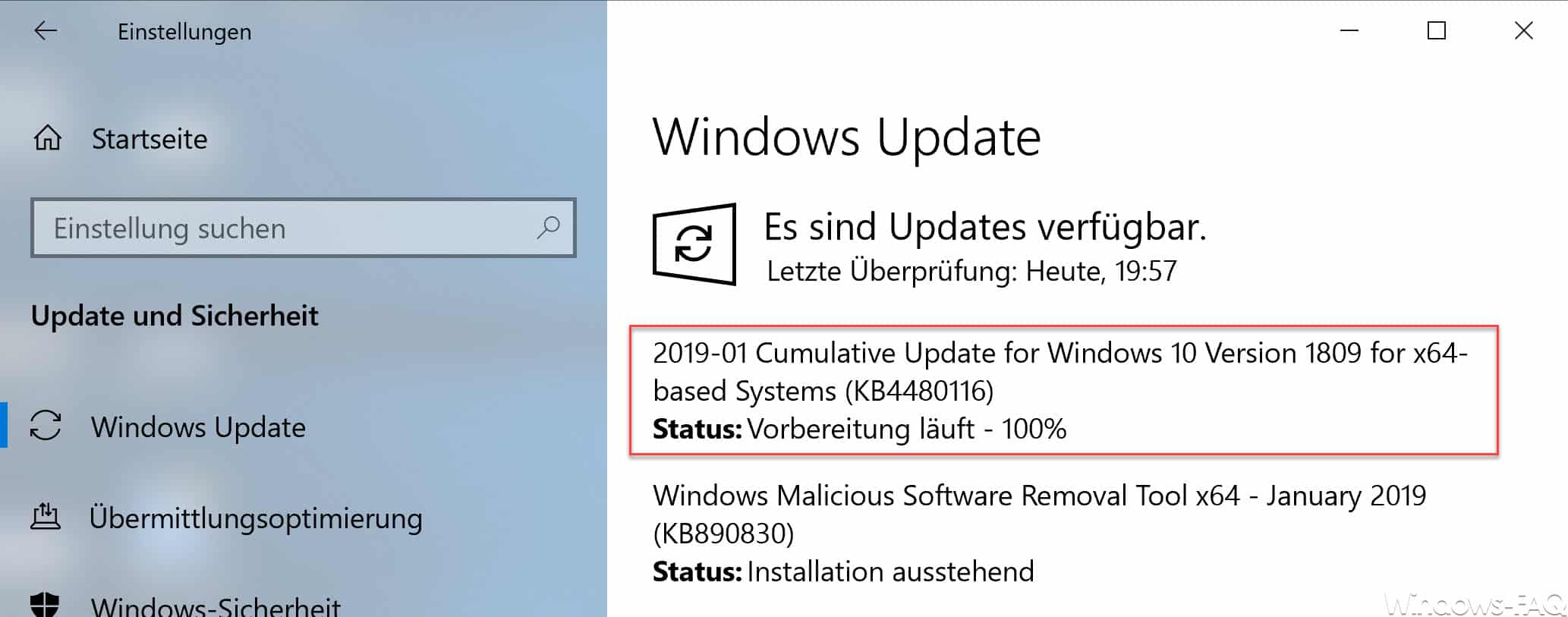 Download Update KB4480116 für Windows 10 Version 1809 Build 17763.253