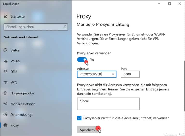 Proxy Server Einstellungen unter Windows 10