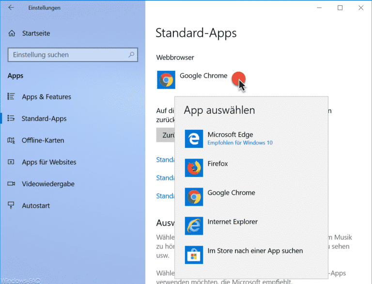 Windows 10 Standard Webbrowser einstellen