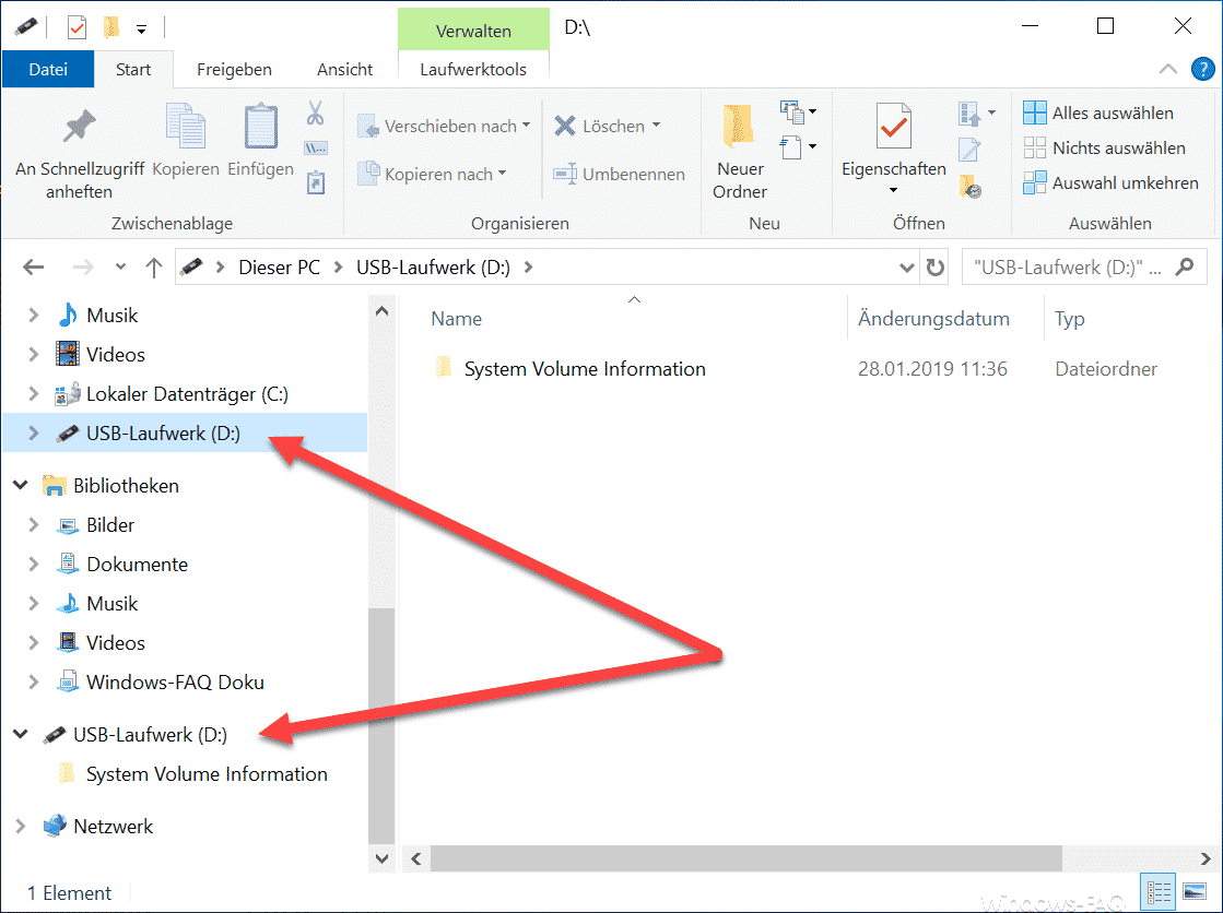 Windows 10 zeigt USB Speichermedien doppelt im Explorer an