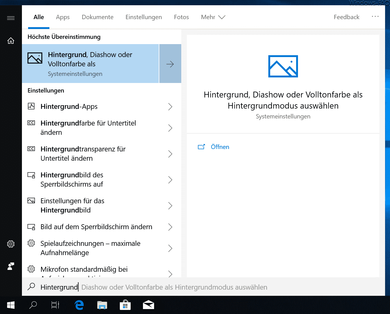 Windows 10 Startmenü Cortana ohne Suchvorschläge