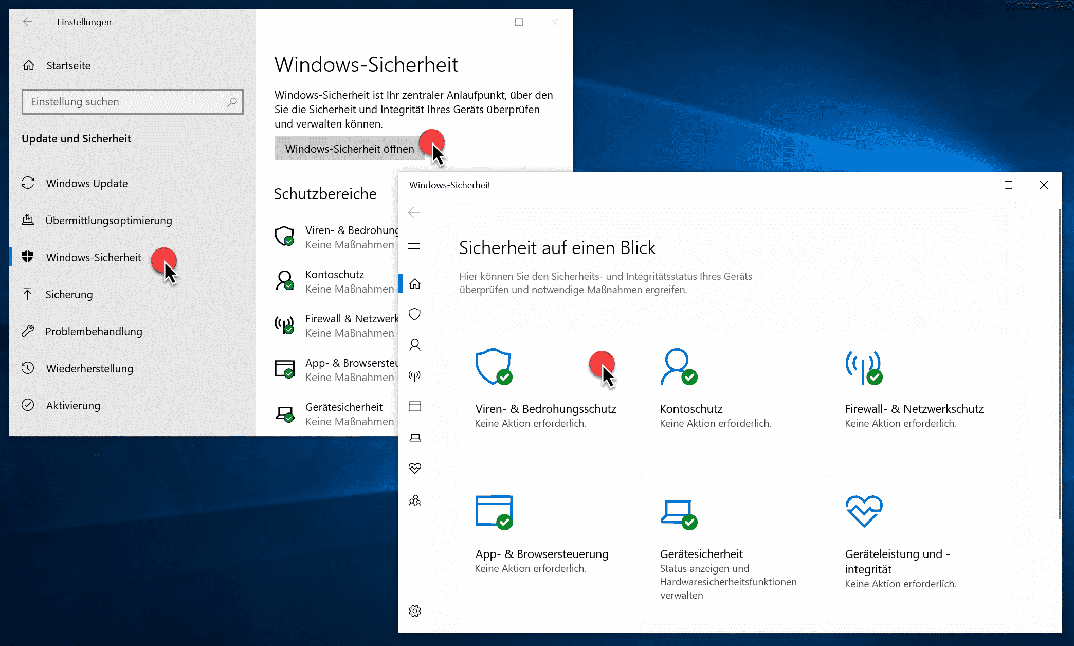 Windows-Sicherheit - Sicherheit auf einen Blick