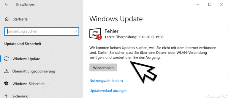 Windows 10 kann nicht nach Updates suchen