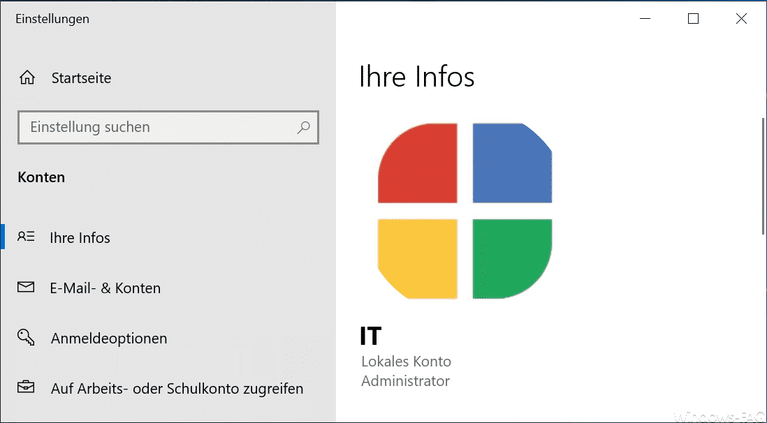 Eigenes Windows Profilbild