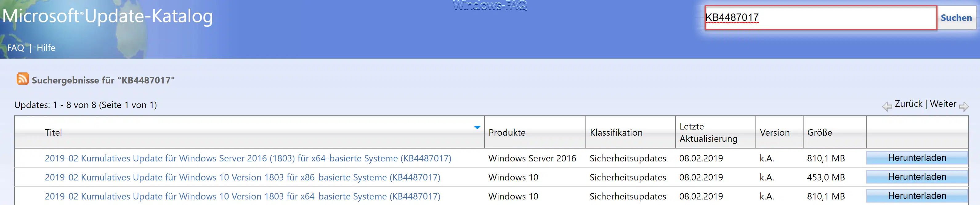 Download Update KB4487017 für Windows 10 Version 1803 Build 17134.590