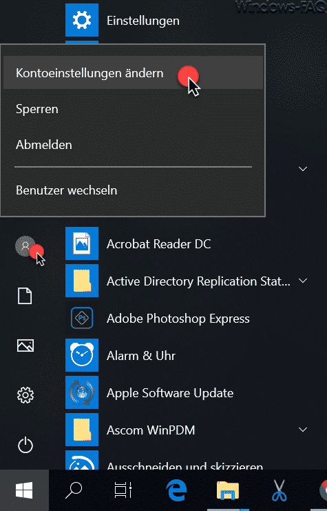 Windows Kontoeinstellungen ändern