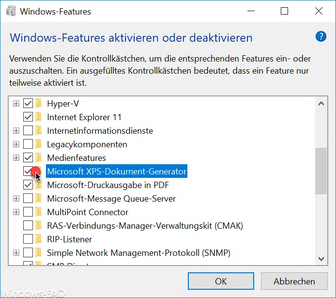 XPS Dokument Writer installieren oder deinstallieren unter Windows