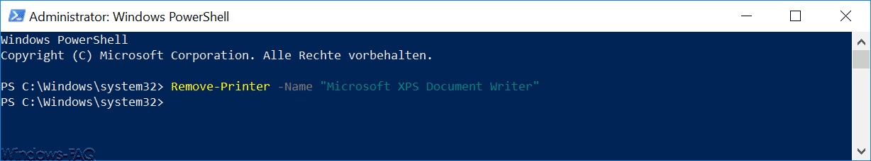Remove-Printer -Name "Microsoft XPS Document Writer"