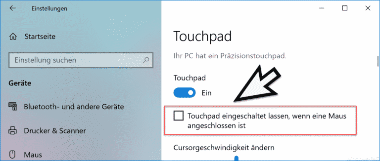 Touchpad bei angesteckter Maus deaktivieren bzw. eingeschaltet lassen
