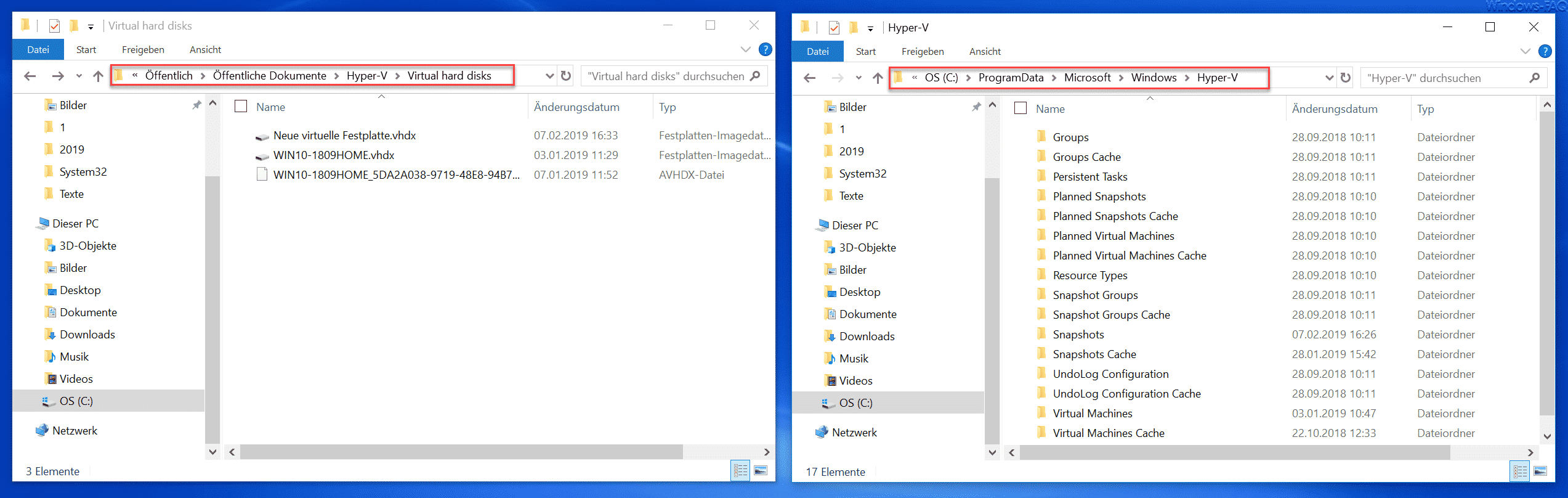 VM Dateien unter Windows 10