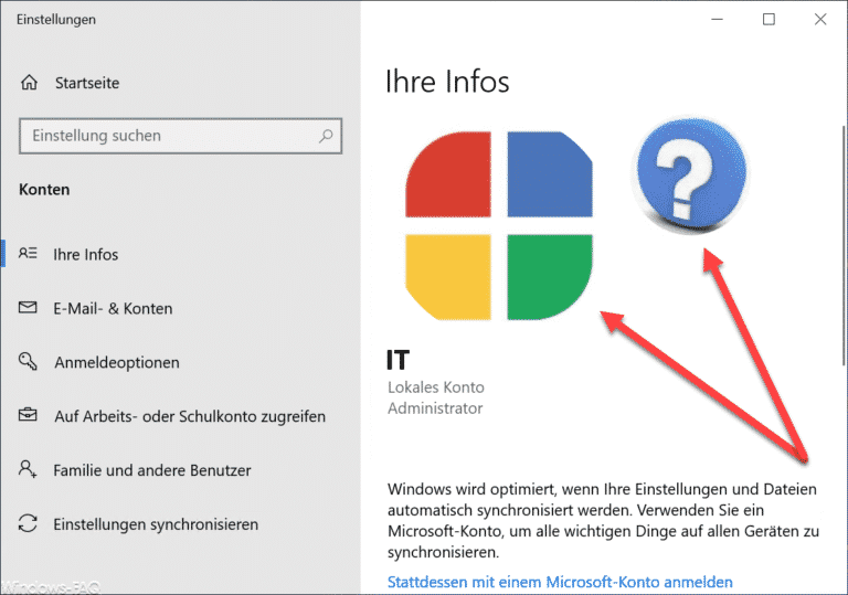 Profilbild löschen und Standardprofilbild wiederherstellen unter Windows 10
