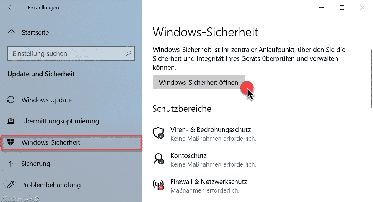 Windows-Sicherheit öffnen