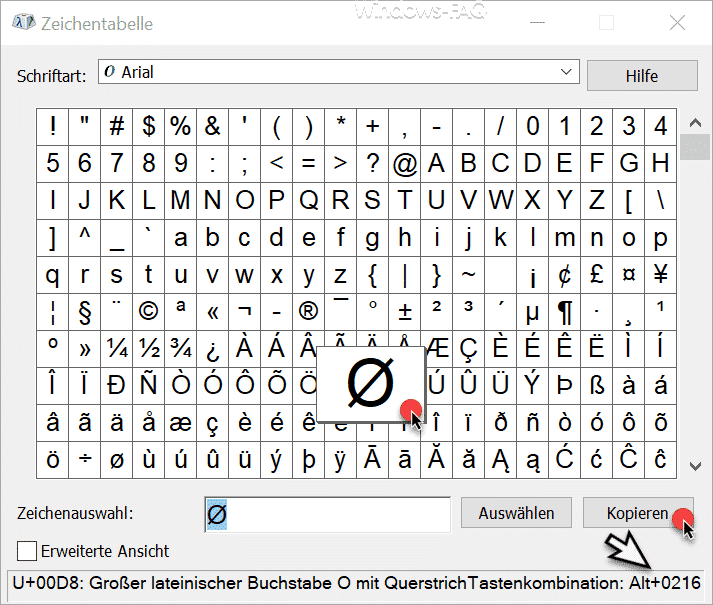 Sonderzeichen mit Zeichentabelle darstellen unter Windows