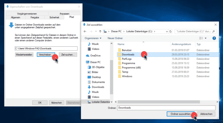 Download Ordner verschieben bei Windows 10
