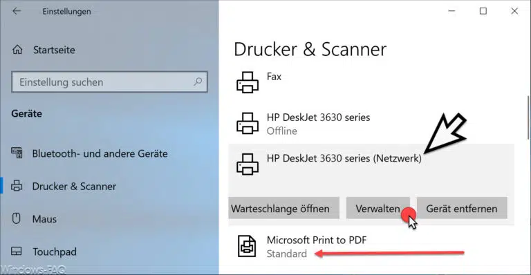 Standarddrucker einstellen unter Windows 10