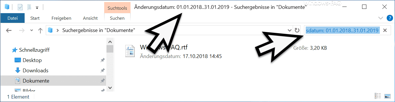 Dateien nach Datum im Explorer finden