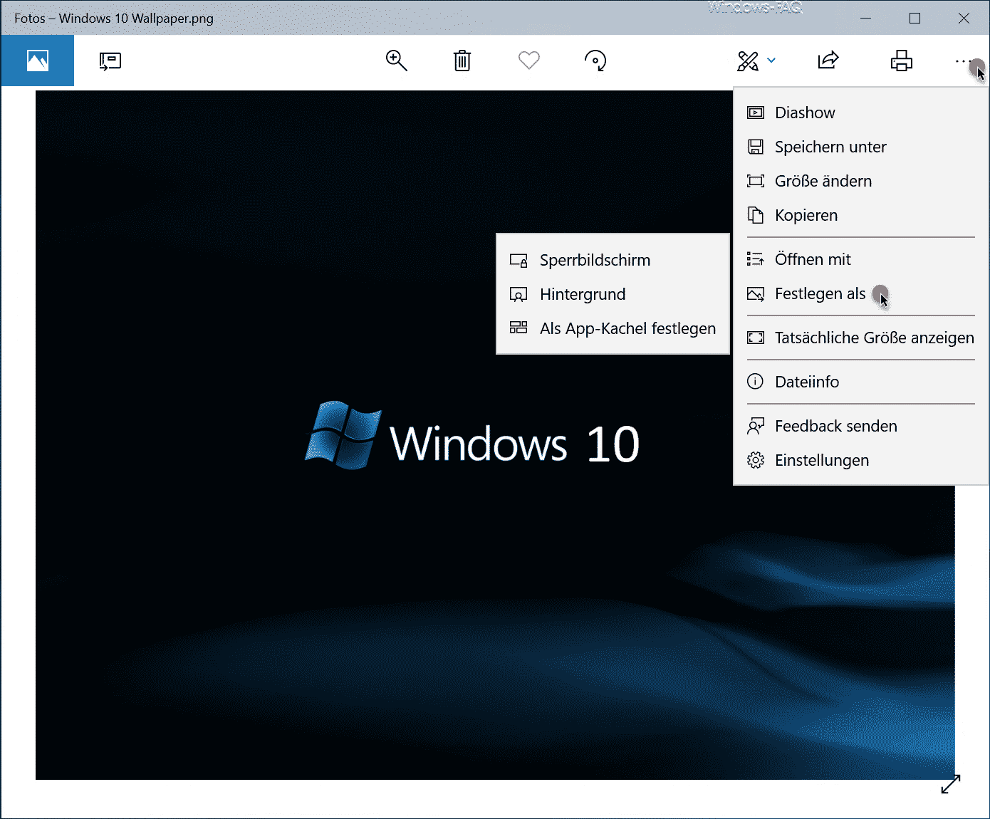 Windows 10 als Sperrbildschirm oder Hintergrund
